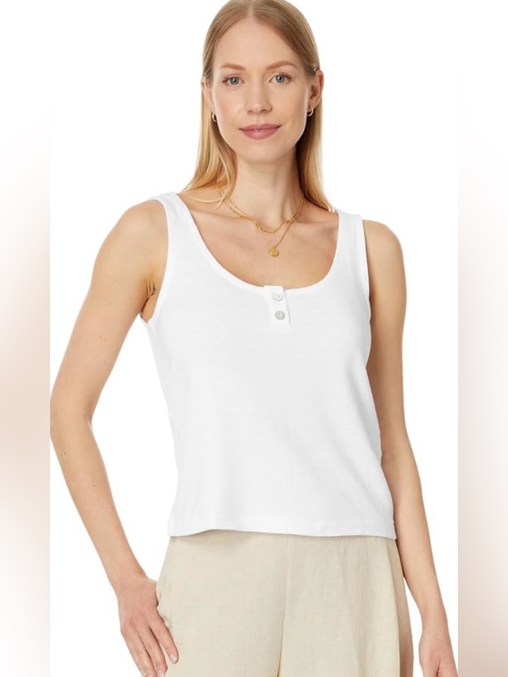 MADEWELL - White Pointelle Henley Tank Size S